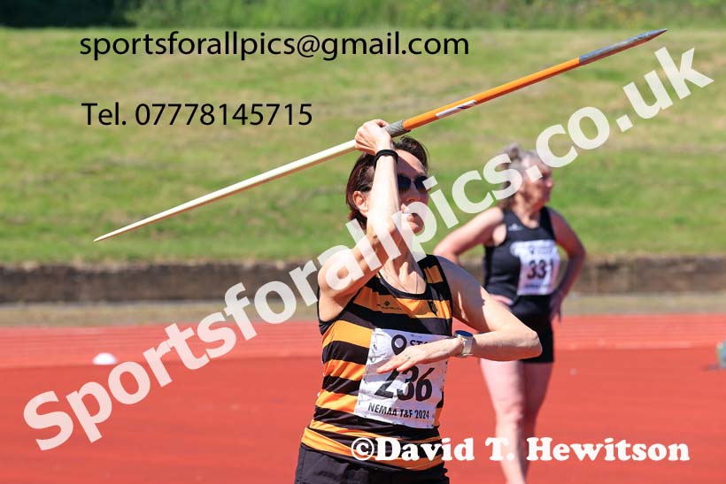 Womens javelin, 2024 NE Masters Track and Field Champs., Monkton Stadium, Jarrow.  Photo: David T. Hewitson/Sports for All Pics